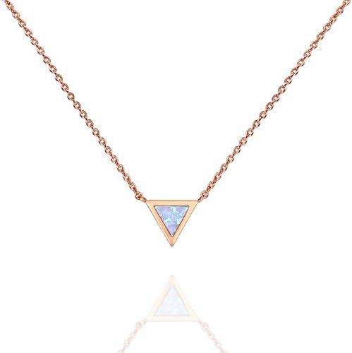 PAVOI 14K Gold Plated Thin Bar Green/White Created Opal Necklace Pendant 16-18"
