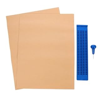 PACKOVE Tavoletta Braille 27 Righe 30 Caselle Penna e 3 Fogli Di Esercizi Kit Scrittura Braille in Plastica Resistente Per Non Vedenti Apprendimento e Studio Portatile