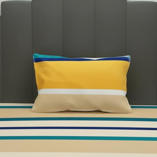 Image of Filymore Flat Single Bed Sheet Orange and Green Bedcover with 1 Pillow Cover - 240 TC Soft Microfiber Single bedsheet for Single Size Bed, Bedspread is of Orange and Green Color (90x60 Inches)