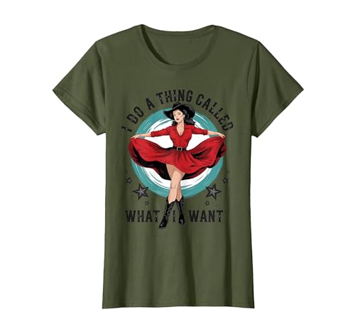 I do a Thing Called What I Want Retro Cowboy Western Girls T-Shirt, Women, Olive Green, 3X-Large