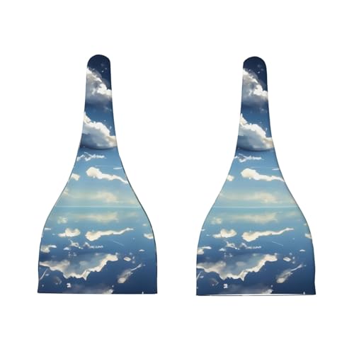 Blue Sky and White Clouds Print Newborn Baby Hat, Soft Top Knotted Beanie Cap, Cute Infant Headwear for 0-6 Months Welcome Party3