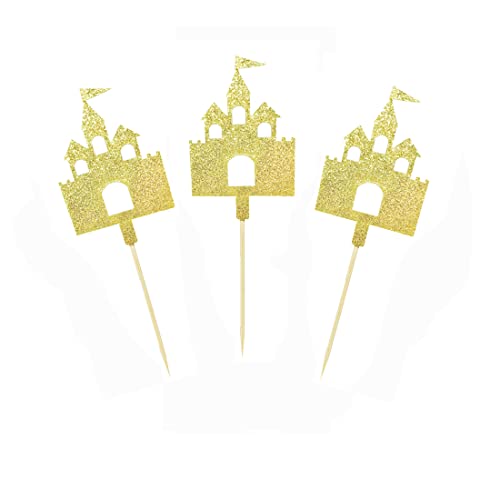Morndew 24 Pcs Glitter Princess Cupcake Toppers For Girl Theme Party Baby Shower Birthday Party Decorations #TOP2