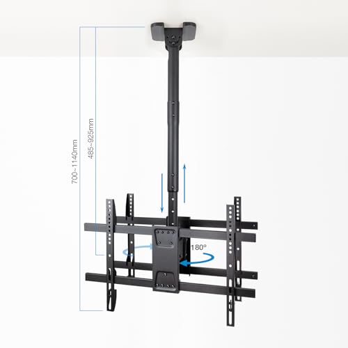 Support de plafond pour 2 écrans robustes TOOQ structure acier renforcé 50kg