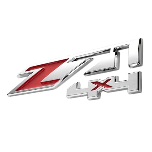 Image of 2Pack Z71 4x4 Emblems Badges Replacement for Chevy Silverado Sierra Tahoe Suburban 1500 2500hd 3500hd Decal (Chrome Red), EI-SilveCutom#2