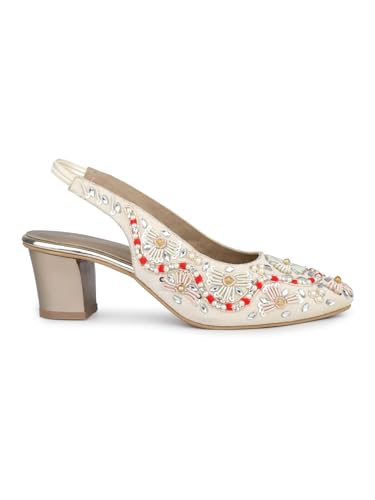 Image of Inc.5 Womens Women Gold Embroidered Ethnic Block Heel Mules Sandal
