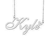 Aoloshow Stainless Steel Silver Kyle Heart Name Necklace Charm Pendant Jewelry for Mom Best Friends