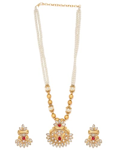 Image of Rubans Necklace Set Gold Plated Traditional Jewellery Gift for Women & Girls