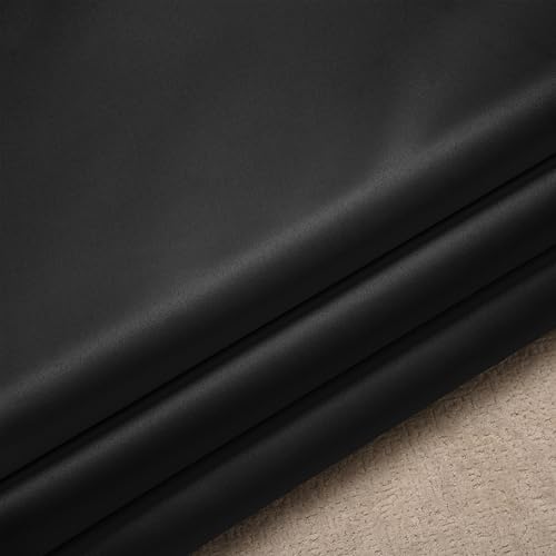 Image of Wakefit Solid Blackout Door Curtains 7 Feet | Set of 2 | Upto 99% Room Darkening Faux Silk Drapes | Thermal Insulated & Noise Reducing Curtains for Living Room & Home Decor | Black