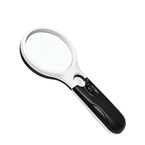 Lomofila Lupa de Mano Extra Grande con Luz LED, Aumento de 3X 45X - Lupa Iluminada de Lectura Gigante para Leer Libros, Periódico y Mapas