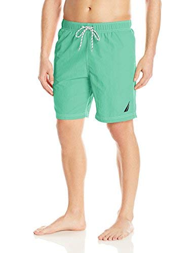 Image of Nautica Men's Solid Quick Dry Classic Logo Swim Trunk