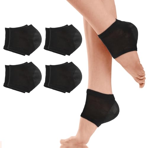 Segbeauty Foot Moisturizing Socks, 8pcs Short Moisturizing Heel Socks with Gel Lining, 4 Pairs Gel Heel Socks Sleeping Overnight for Dry Crack Heel Feet, Toeless Dry Foot Socks for Foot Care Black