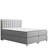 Mirjan24 Boxspringbett Getz Continentalbett, Amerikanisches Bett, Farbauswahl, Taschenfederkernmatratze, Topper, Ehebett, Doppelbett, 3 Größen (Ikar 05, 160 x 200 cm)