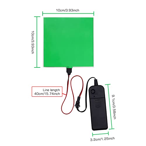 Image of Glowing LED Eyes Cuttable 10 * 10cm EL Panel Electroluminescent Light Sheet Decorations Light Lamp Sheet Sheet with Battery Inverter (Green)