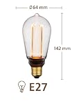 greenandco ściemnialna żarówka LED w stylu vintage do nastrojowego oświetlenia | E27 ST64 | przezroczysta | 3,5W 120lm | 1800K bardzo ciepła biel | 320° | 230V | bez migotania | żarówka Edisona