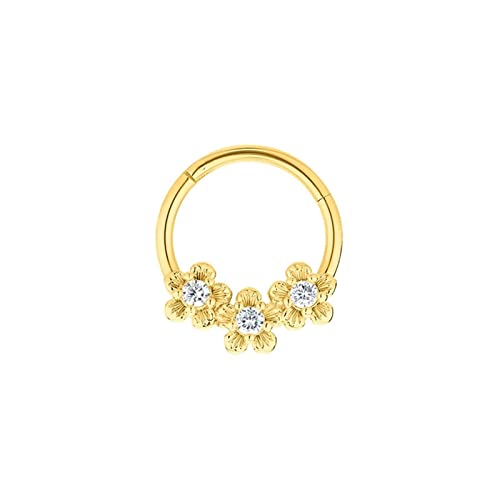 Goujons perçant 1,2 mm lèvres, boucles d'oreilles fleur argent 925 et zircone