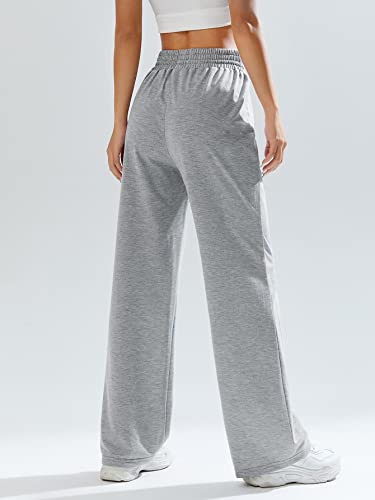 Soly Hux Women's Straight Leg Sweatpants High Waisted Sweatpant Wide Long Pants Solid Grey S #TOP1