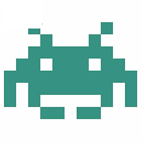 13cm x 9,7 cm para Arcade Space Invaders Press Start coche pegatina tabla de surf pared calcomanía