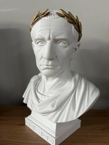 Busto de Julio César blanco decorativo con laureles dorados miniatura 5