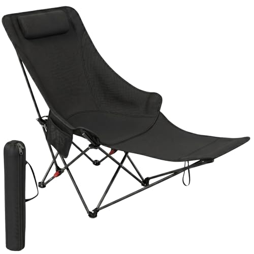 Image of ORILEY Compact Folding Chair with Heavy Duty Metal Frame 3 Adjustable Positions Portable Lightweight Foldable Seat for Outdoor Camping Hiking Fishing Garden Beach Picnic Travelling (Pack of 1, Black)