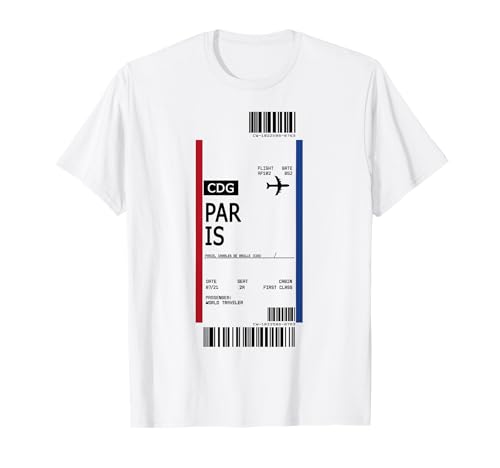 Boarding Pass First Class Air Plane Ticket Paris France T-Shirt