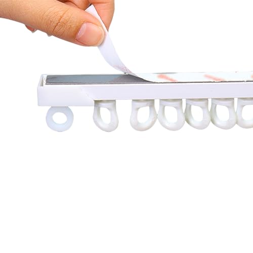NoDrill - Barra de cortina autoadhesiva blanca para techo o pared, ideal para balcón, porche, estudio, autocaravana, armario de 50 cm