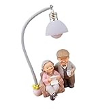 Gatuida Nachtlicht Altes Paar aus Kunstharz Dekorative Nachttischlampe mit Batterie Tischlampe für Schlafzimmer und Wohnzimmer Leichte Wohnraumdekoration