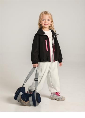 Girls Jacket Waterproof Windbreaker Color Block Hooded Jackets Zip Up Kids RainCoats With Pockets4