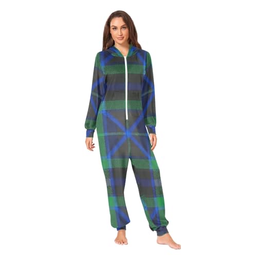 Pijama de cuadros con capucha para noches de invierno y descanso en el sofá
