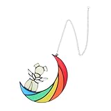 Toddmomy アクリル製月と犬の窓用吊り下げ装飾 インテリア向け犬モチーフオーナメント 室内壁や窓に飾れるペットメモリアル装飾 アクリル素材で耐久性あり