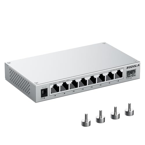 SODOLA 8-Port 2,5Gb Web Managed Switch mit 10G SFP+, Aluminium-Kühlung & Magnetfüßen – LACP/QoS/VLAN/IGMP Verwaltbarer Multi-Gigabit Switch für Homelab & Professionelle Netzwerke