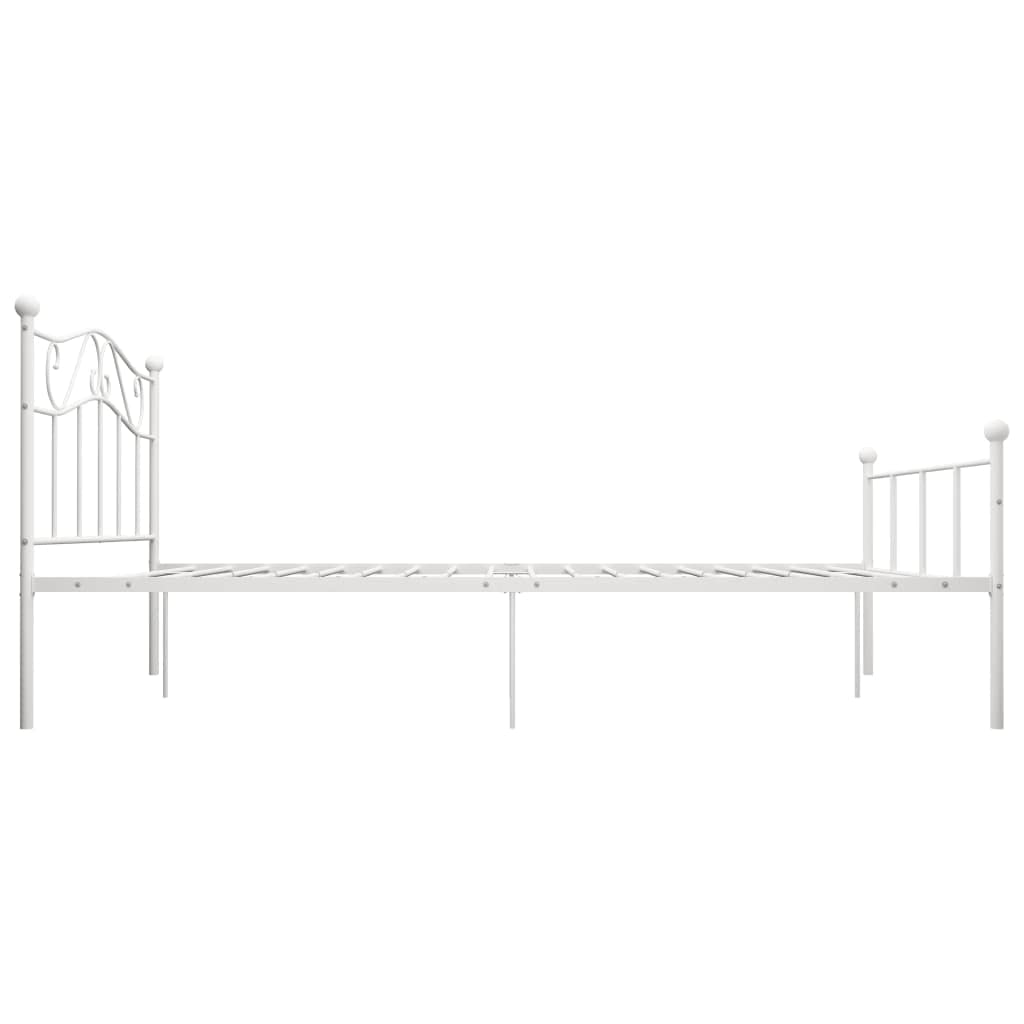 vidaXL Bettgestell Bett Metallbett Schlafzimmerbett Doppelbett Bettrahmen Schlafzimmermöbel Ehebett Lattenrost Weiß Metall 140x200cm