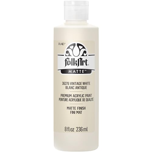 Image of FolkArt Acrylic Craft Paints, Vintage White 8 fl oz Premium Matte Finish Paint, Perfect For Easy To Apply DIY Arts And Crafts, 36276