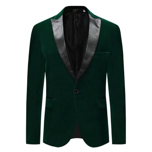 Allthemen Blazer para Hombre Trajes Slim Fit Velvet One Button Suit Chaqueta de Esmoquin Verde XL
