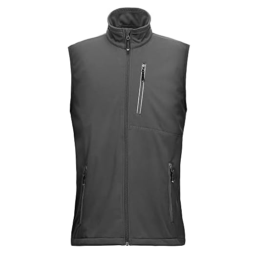33,000ft Lightweight Softshell Vest for Men, Waterproof Windproof Running Vest, Breathable Vest Gilet Sleeveless Jacket for Cycling, Running, Hiking, Golf, Work, gray, M