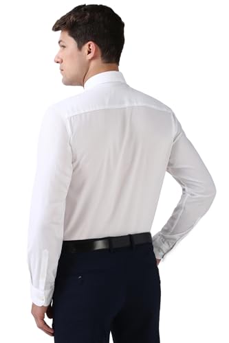 Image of Peter England Men's Classic Textured Slim Fit Full Sleeve Shirt | Wonder Fabric | Cotton Rich | Premium Dobby