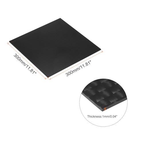 QUARKZMAN Carbonfaserplatten 300 x 300 x 1mm Glänzende 3K Carbon Fiber Sheet Oberfläche Pultrudierte Flache Kohlefaserplatte Leinwandbindung Panelplatte für Drachen RC Flugzeug