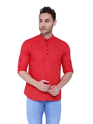 Image of Rajubhai Hargovindas Men's Linen Straight Short Kurta