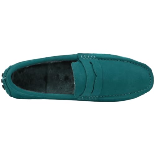 Image of ANUFER Men's Suede Leather Penny Loafers Moccasin Slippers | Breathable Leather Lining, Removable PU Insole, Lightweight Outsole, Casual & Dressy, Driving Shoes