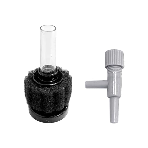 NYGGTYK Filtro de acuario de 1 pieza con 1 válvula de ajuste de volumen de aire gris, paquete de filtro de vida marina, filtro de esponja para acuario, filtro de acuario, filtro de esponja de bomba de