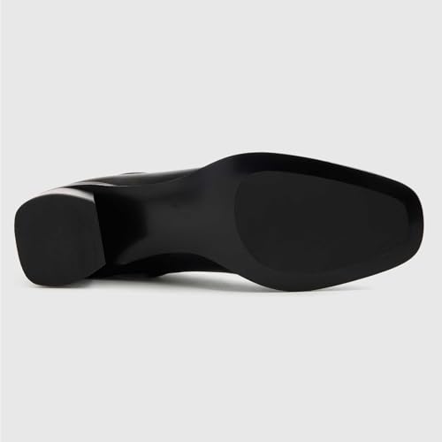 Ankle Boots for Women Classic Block Heel Ankle Booties Square Closed Toe Chunky Dress Shoes With Side Zipper4