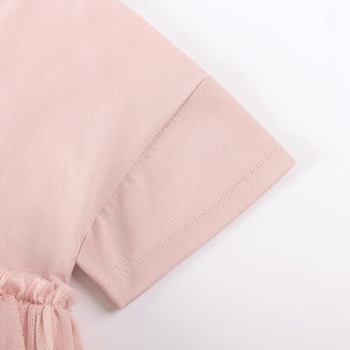 Image of Girls Cotton Long Sleeve Casual Cartoon Appliques Striped Jersey Dresses