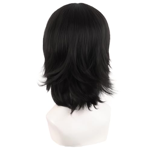 mapofbeauty 14 inch35 cm short cosplay wolf tail synthetic side bangs party wig black