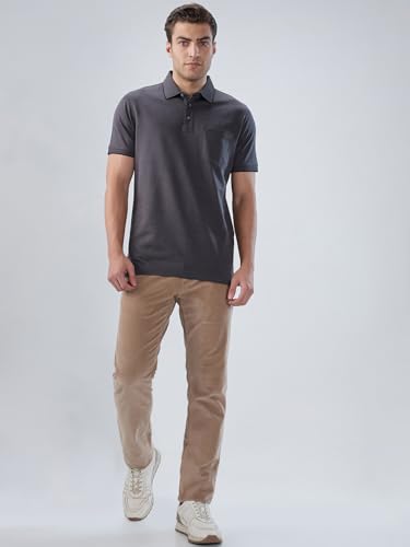 Image of Colorplus Men Regular Fit Solid Pattern Pure Cotton Half Sleeve Polo Neck Casual T-Shirt