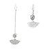 925 Argent Boucles d'oreilles Femme, Ventilateur Asymétrique Pierre De Lune Palais Clips D'Oreille Mode Tempérament Gland Pendentif Aiguille Oreille Broche, Cadeau De Fête Hypoallergénique Sans P