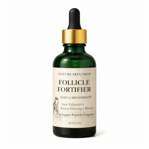 Nature Skin Shop Follicle Fortifier Bio-Active Copper Peptide Scalp Serum, 2 oz, Hair Growth Support, with Caffeine and Panax Ginseng, Water-Based