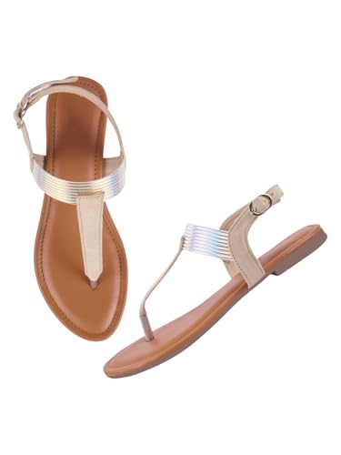Image of SilverArrow womens Mcoom Flat Sandal | Fashion Sandal with Strap Buckle Closure|Suitable for Casual Outfit