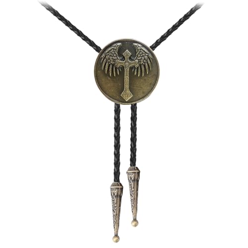 AZORA Western Cowboy Bolo Tie Men Leather Necktie Rope Cord Angel Wings Cross Faith Bola Tie Costume Accessory for Women