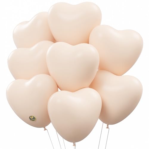 Image of AFTERLOON Biodegradable Balloons 24 pcs Pastel Peach 10 Inch Heart Shaped, Natural Rubber Latex Plastic-Free Alternative Durable Thickened Extra Strong Helium Float, Proposal Marriage Love Wedding