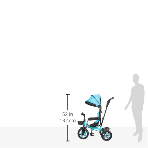 Image of Tricycle for Kids with Canopy and Comfort Seat - The Parents Choice for 1-5 Years Old, 30kg Max, Luxurious & Durable Trike. Advanced Parental Control Handle and Safety Belt, Blue