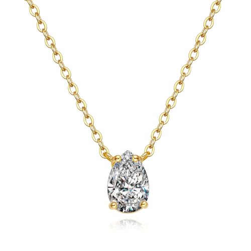 Collier poire en argent pour femme, pendentif goutte 1 carat, cadeau idéal